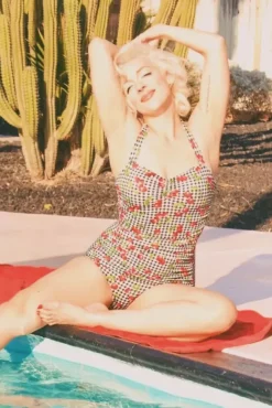 Cherry Gingham W/ Front Sarong By>Bettie Page Discount