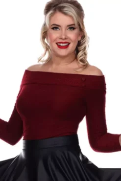 Debby Long Sleeved Top (Merlot) By>Bettie Page Discount
