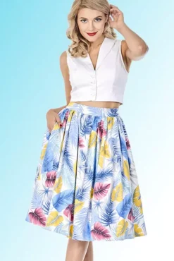 Ellie Skirt (Leaves) By>Bettie Page Clearance