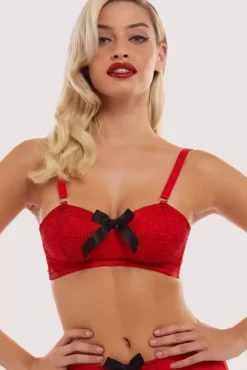 Elsie Spiral Stitch Bullet Bra (Red)>Bettie Page Hot