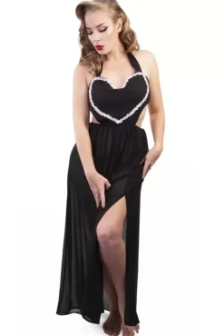 Heart Tie Chemise (Black)>Bettie Page New