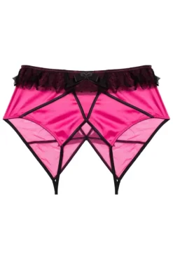 Inga Pink Ruffle Crotchless Brief>Bettie Page
