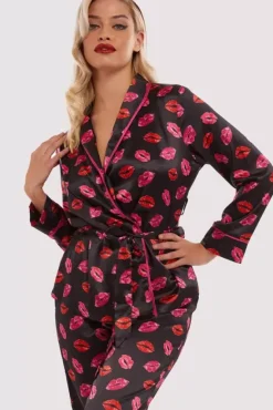 Kiss Print Tie Pj Set>Bettie Page New