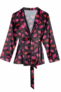 Kiss Print Tie Pj Set>Bettie Page New