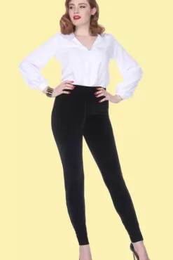 Marina Cigarette Pant (Black Velvet) By>Bettie Page New