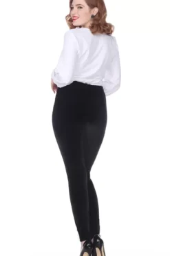 Marina Cigarette Pant (Black Velvet) By>Bettie Page New