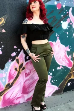 Monica Trouser (Olive) By>Bettie Page