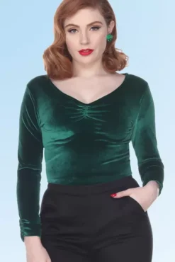Serena Top (Green Velvet) By>Bettie Page Discount