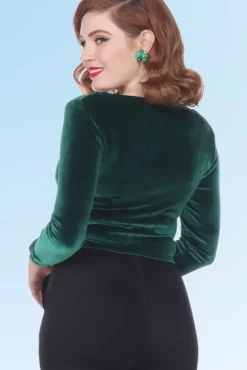 Serena Top (Green Velvet) By>Bettie Page Discount