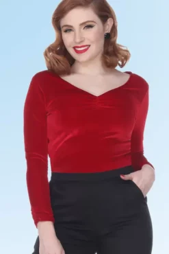 Serena Top (Red Velvet) By>Bettie Page Sale