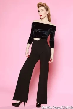 Shop Till You Drop Top (Navy Velvet) By>Bettie Page Hot