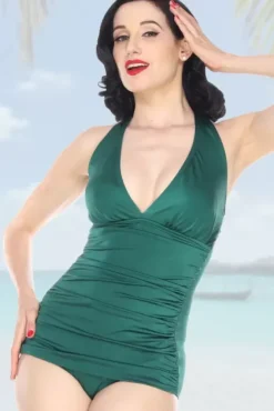 Swatch W/ Halter Ruched (Green) By>Bettie Page Online